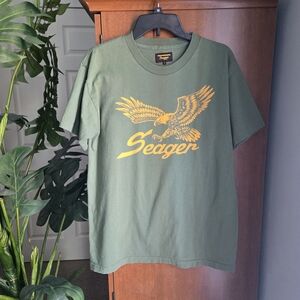 Seager Olive Green Tee with Golden Eagle Graphic